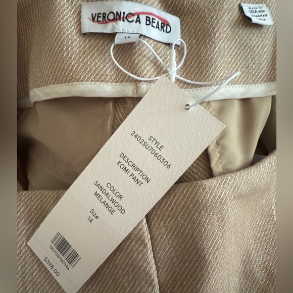 NWT Veronica Beard Komi Wide Leg Linen Blend Pants - Picture 6 of 6